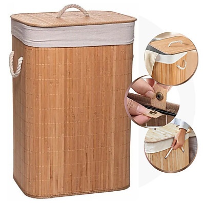 Cesto Bambu para Roupas Suja com Forro – Prático e Elegante!