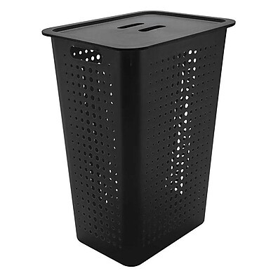 Cesto de Roupa Preto 47L com Tampa – Organização Prática