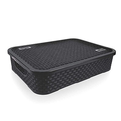 Cesto Rattan Preto Grande: Organização com Estilo