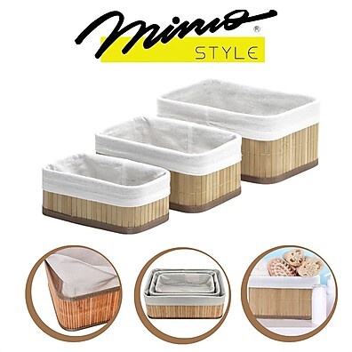 Cestos Organizadores Bambu: Kit 3 Peças Mimo Style