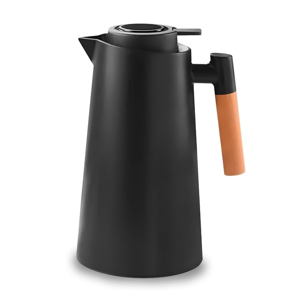 Garrafa Térmica 1L com Cabo de Madeira - Design Elegante para Café e Chá