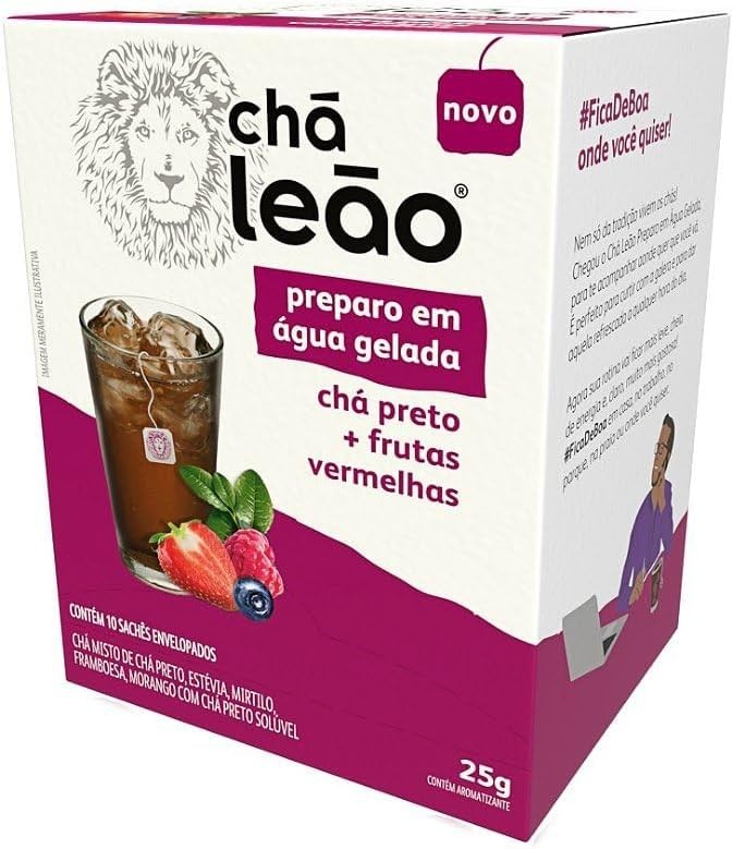 Chá Leão Gelado – Combo 30 Sachês (Frutas Vermelhas, Morango e Laranja, Matte e Grosselha Negra)