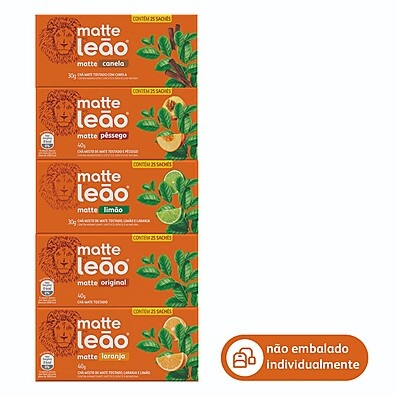 Chá Matte Leão Laranja: Combo 4 Caixas com 100 Sachês