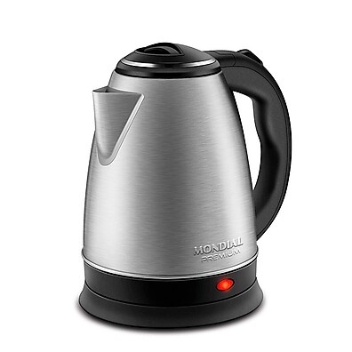 Chaleira Elétrica Mondial CE-06: 2L Inox 1200W com Desligamento Automático
