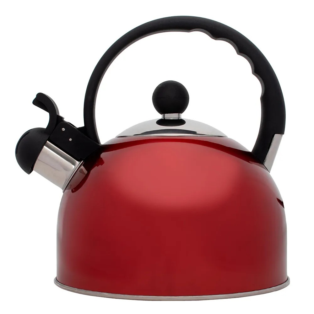 Chaleira Inox Vermelha 2L com Apito Mimo Style – Ideal para Café da Manhã