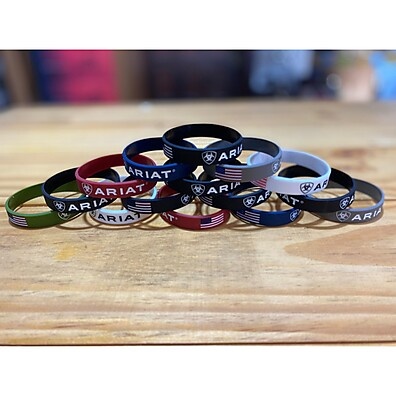 Pulseira Ariat Country Silicone + Adesivo Chapéu