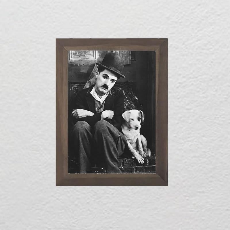 Quadro Decorativo Charlie Chaplin - Moldura A4 para Decoração de Parede - Estilo Cinema Clássico