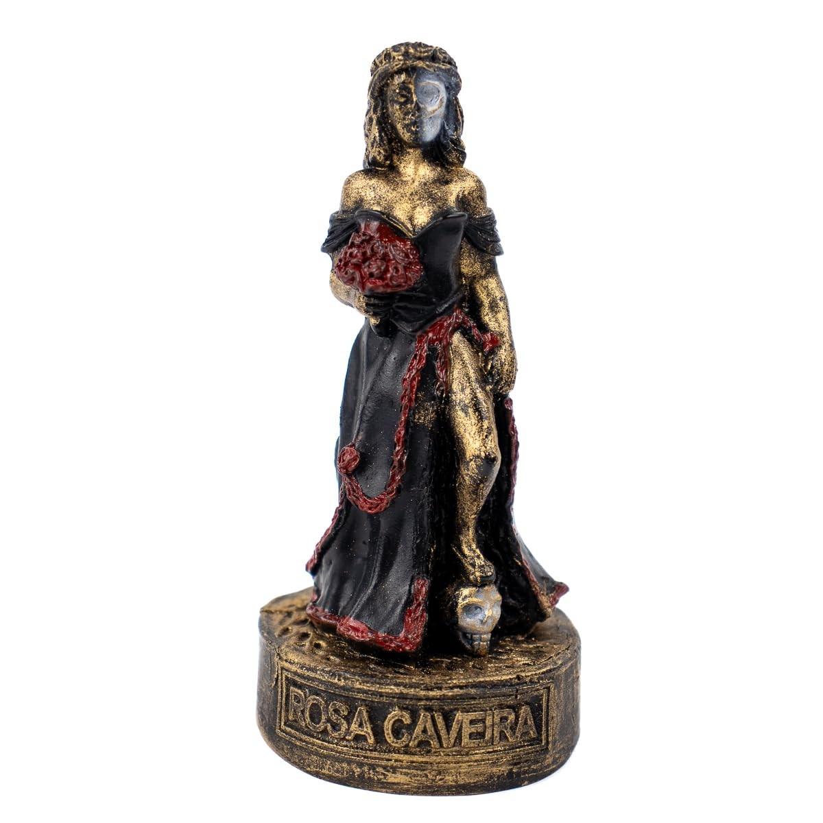 Escultura Rosa Caveira Vintage em Resina 10 cm - Estilo Gótico e Charme Retro