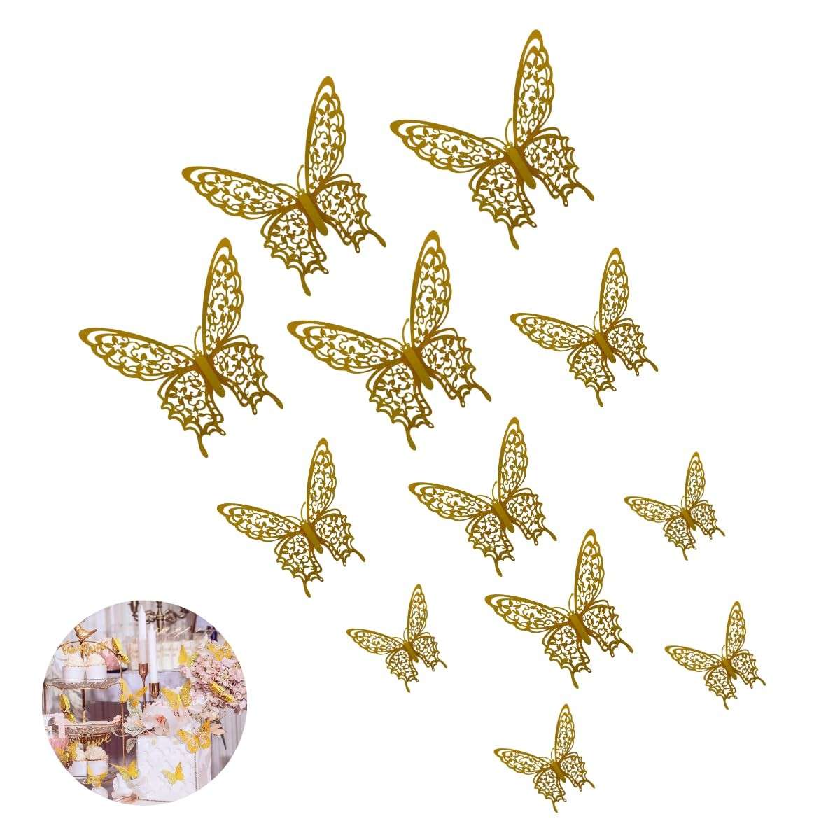 Borboletas 3D Adesivas Douradas - Decore com Charme e Elegância