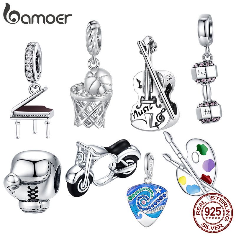Charme de Prata 925 Bamoer para Pulseira - Música e Fitness