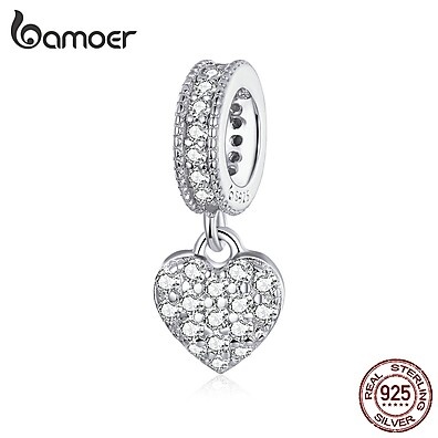 Charme de Prata 925 Coração Brilhante Bamoer