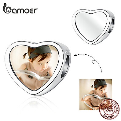 Charme de Prata 925 Coração Personalizado Bamoer
