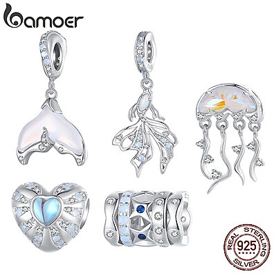 Charme de Prata Jellyfish Bamoer 925: Elegância Oceânica