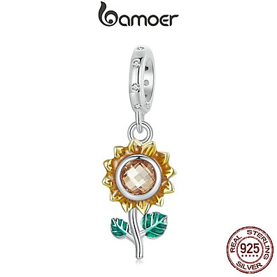 Charme Girassol Prata 925 Bamoer: Elegância Floral