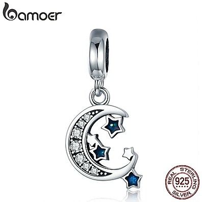 Charme Lua e Estrelas Bamoer 925: Elegância Prateada