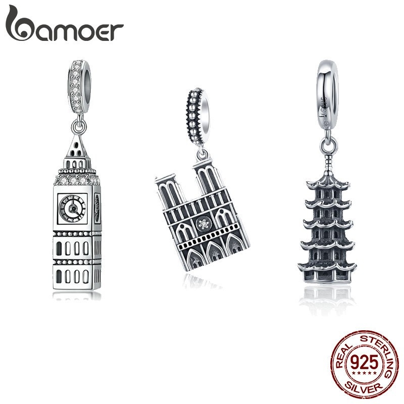 Charms Bamoer Prata 925: Edifícios Famosos
