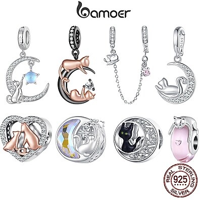Charms de Prata 925 Bamoer: Gatos Adoráveis!