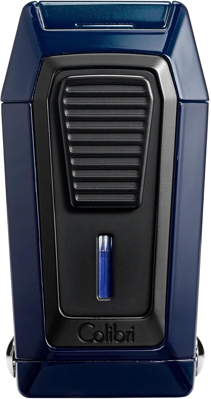 Colibri Isqueiro Quantum Triple Jet com Cortador de Charutos V-Cut com Mola Integrada para Calibre de Até 60+ Anéis, Resistente Ao Vento, Testado Em Altitude, Butano Recarregável(Azul-Marinho Meia-Noi