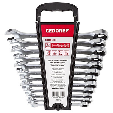 Chave Catraca Gedore Red: Jogo 8 a 19mm Essencial