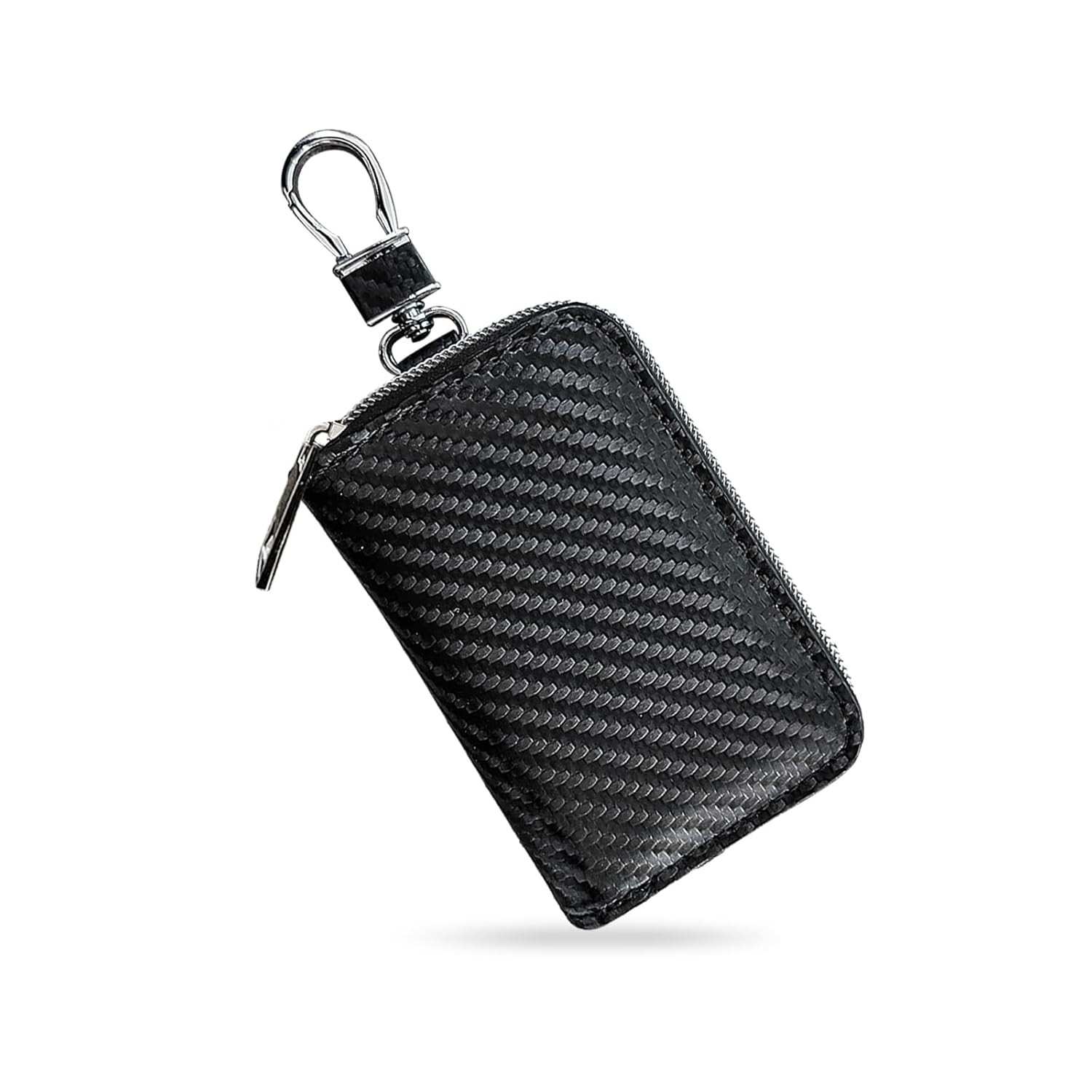 Faraday – Caixa protetora de chaveiro, bolsa de proteção de chave de carro de fibra de carbono para bloqueio de sinal RFID, suporte de chave automotivo antirroubo com zíper, protetor universal