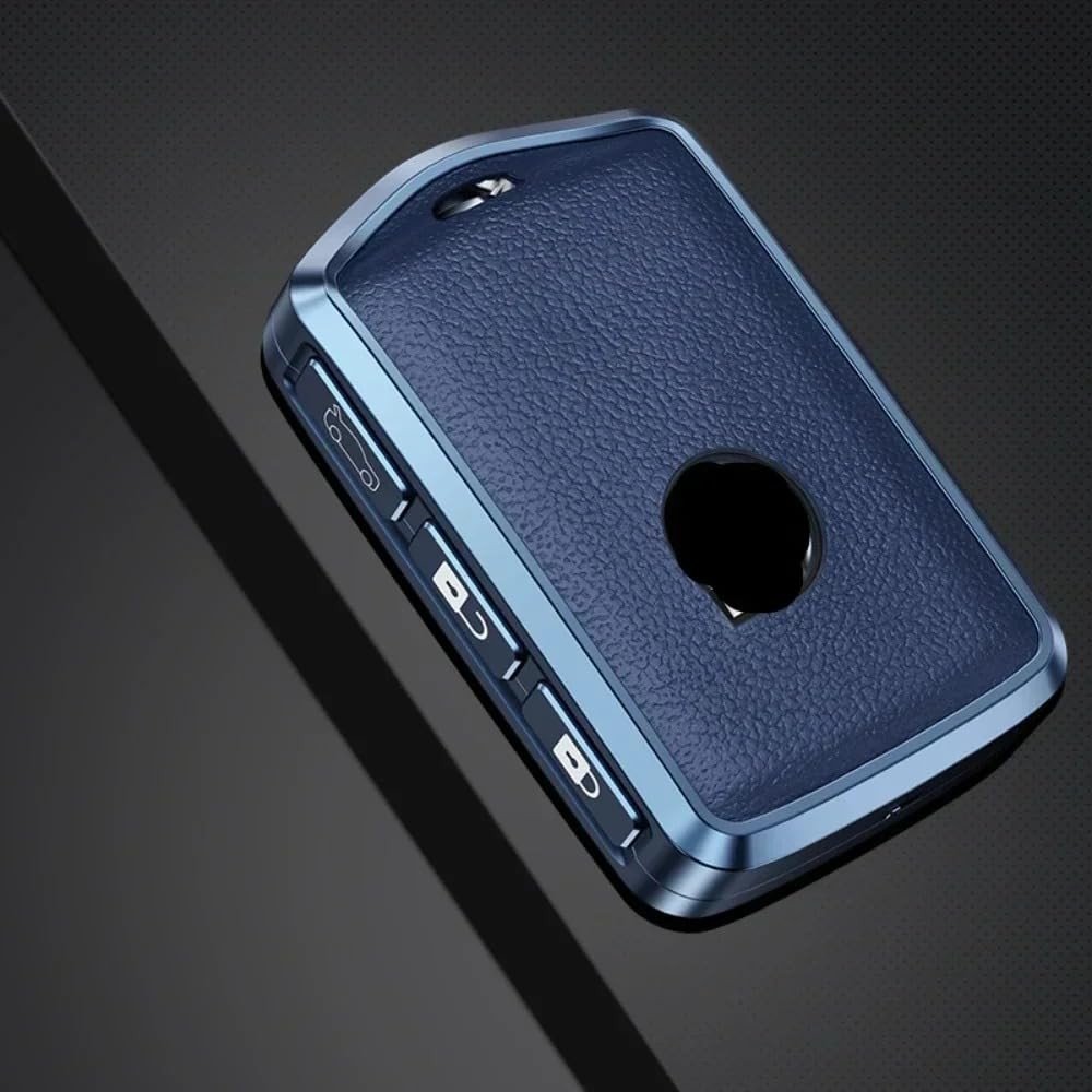 Capa Premium para Chave Volvo: Liga de Alumínio e Couro Azul para XC40, XC60, XC90 e mais