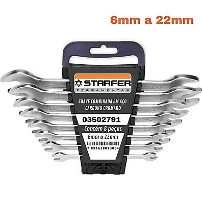 Chave Fixa Starfer: Kit 8 Peças 6-22mm