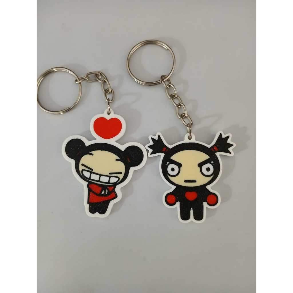 Chaveiro 3D Pucca Garu: Lembrança Nostálgica para Casais Fofos
