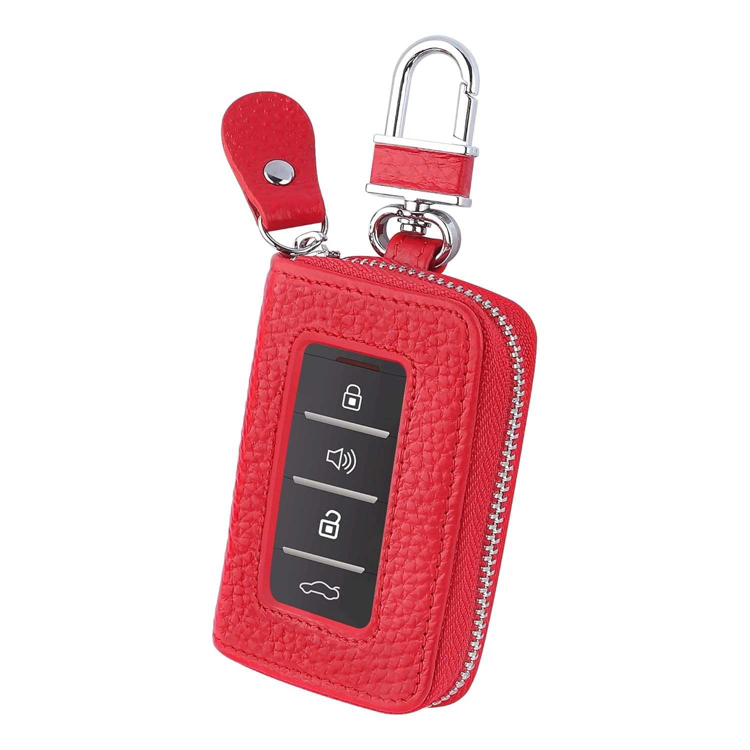 Capa de chaveiro de carro, capa de chaveiro estilo minimalista com chaveiro e mosquetão, suporte de chaveiro inteligente de couro universal
