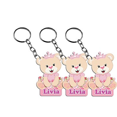 Chaveiro Ursinha Princesa Personalizado para Festas