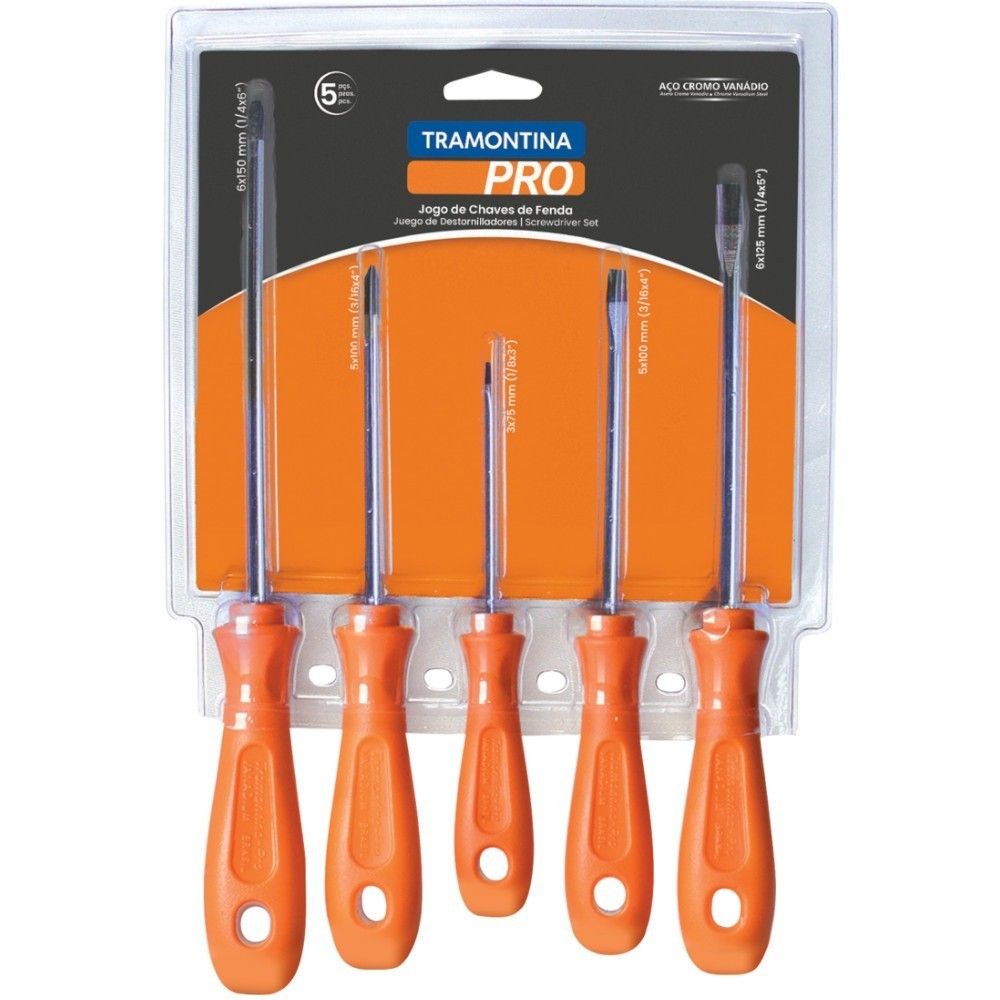 Chaves de Fenda Tramontina Pro: Kit 5 Peças Essencial