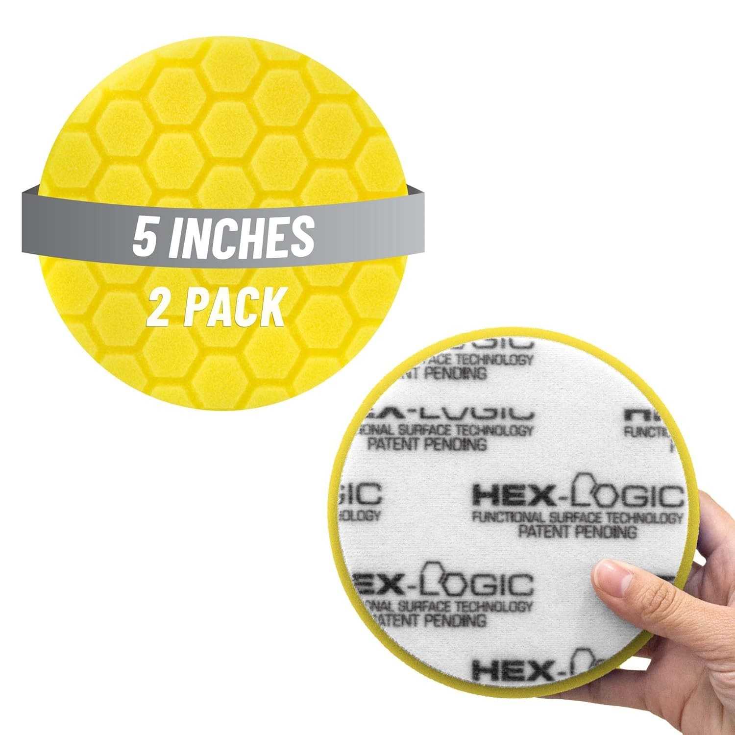 Chemical Guys Hex-Logic Almofada de Polimento 14cm Amarelo - Pacote com 2 Unidades | Corte Médio-Pesado para Acabamento Profissional