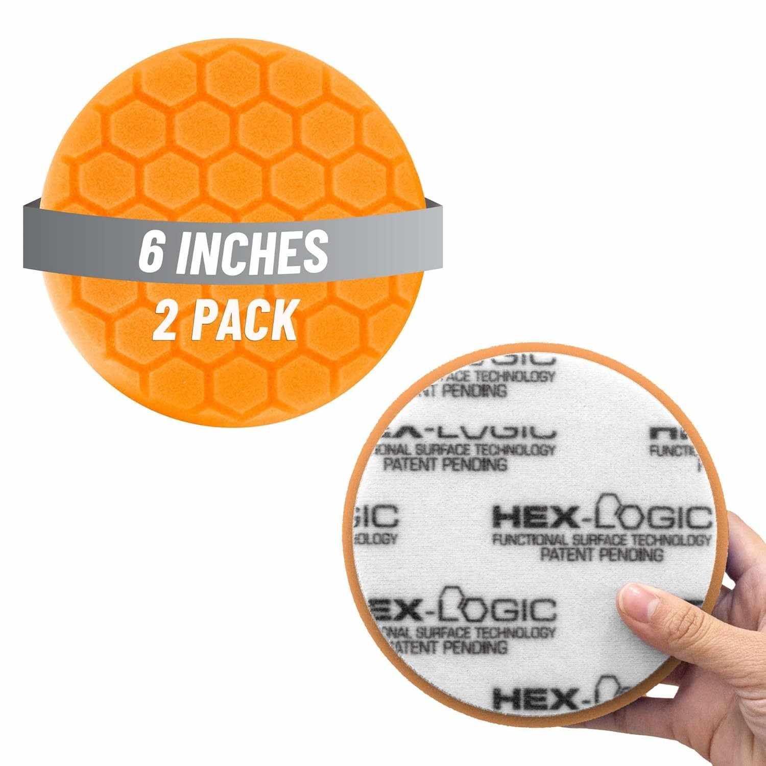 Chemical Guys Hex-Logic Almofada de Polimento Quântico 16,5cm Laranja - 2 Unidades | Corte Preciso para Redemoinhos e Arranhões