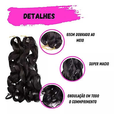 Trança Sintética 60cm: Cachos French Curl Cherey