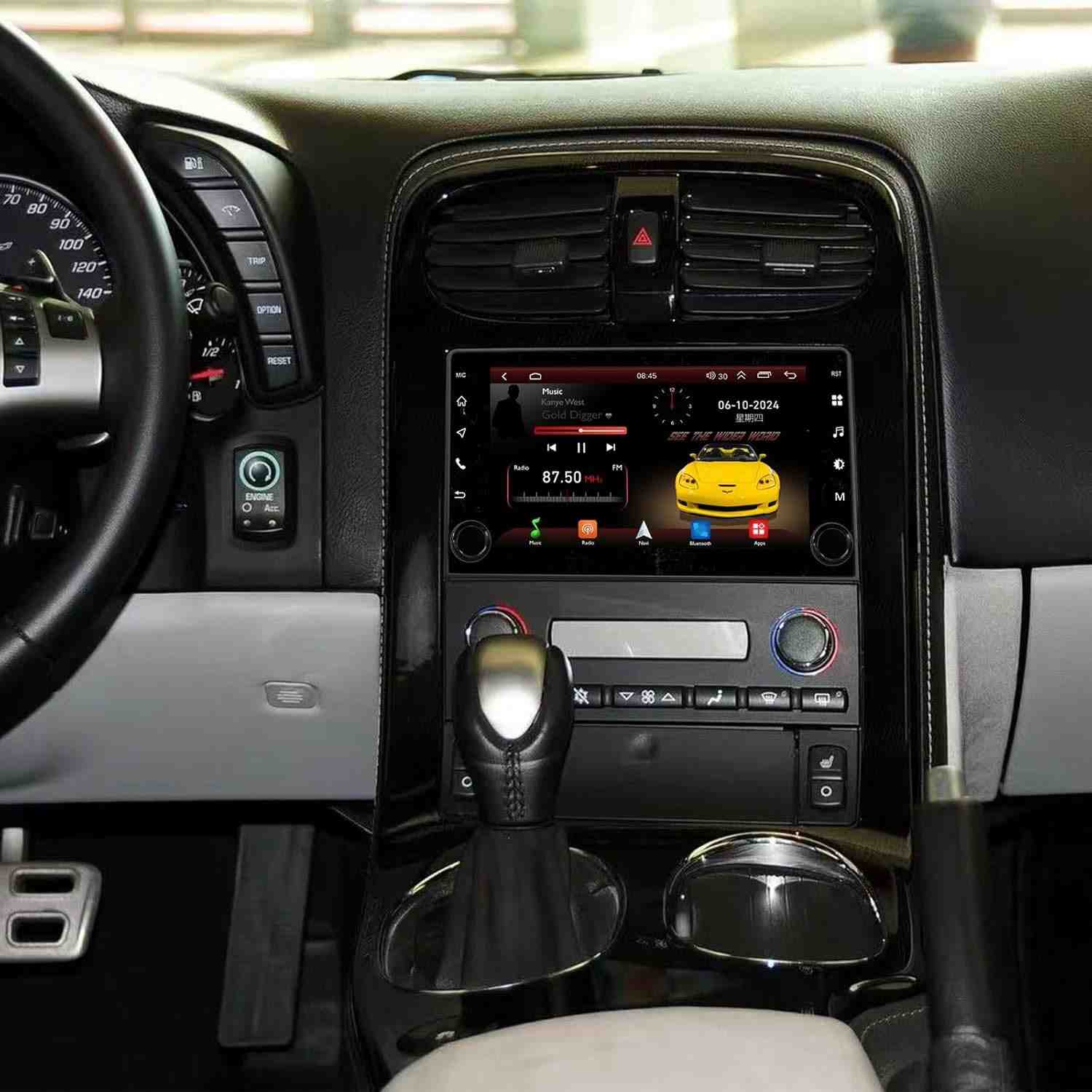 Central Multimídia Android para Chevrolet Corvette C6 (2003-2009) - Tela 17cm, GPS, Carplay & Android Auto