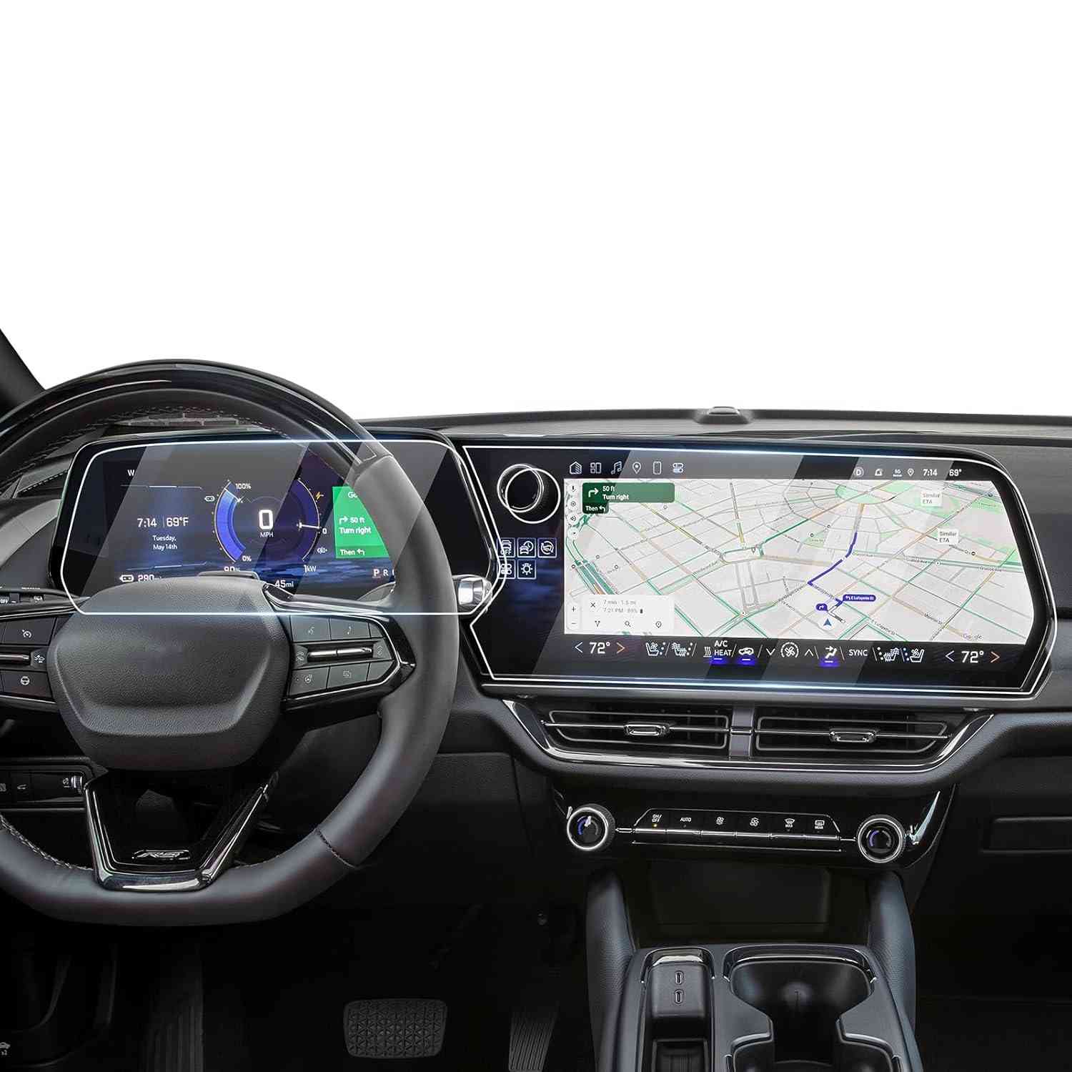 Protetor de Tela Karltys para Chevrolet Equinox EV 2024/2025: 2x Vidro Temperado para Tela Navi 17.7" e Painel 28"