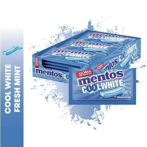 Chicle Mentos Cool White 3 Camadas: Menta Fresca e Refrescância Extrema!