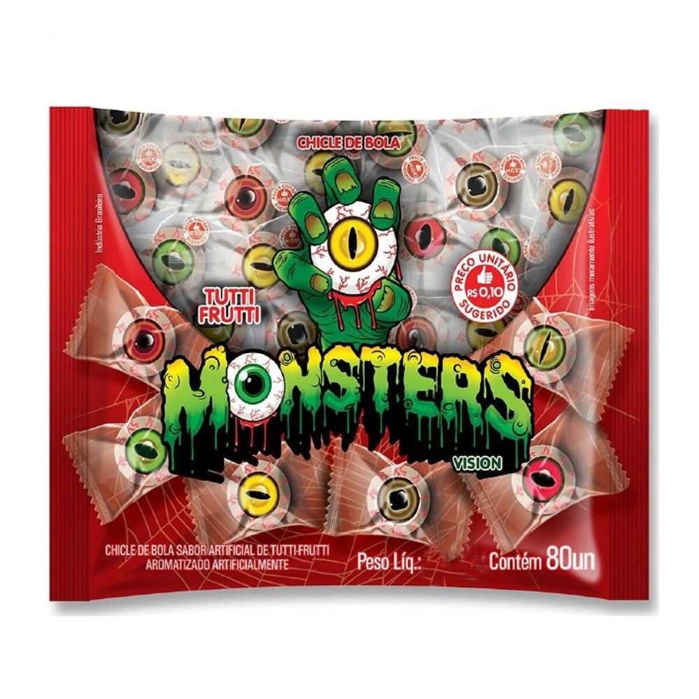 Chiclete Monsters Vision Tutti Frutti: 80 Unidades de Diversão Saborosa!