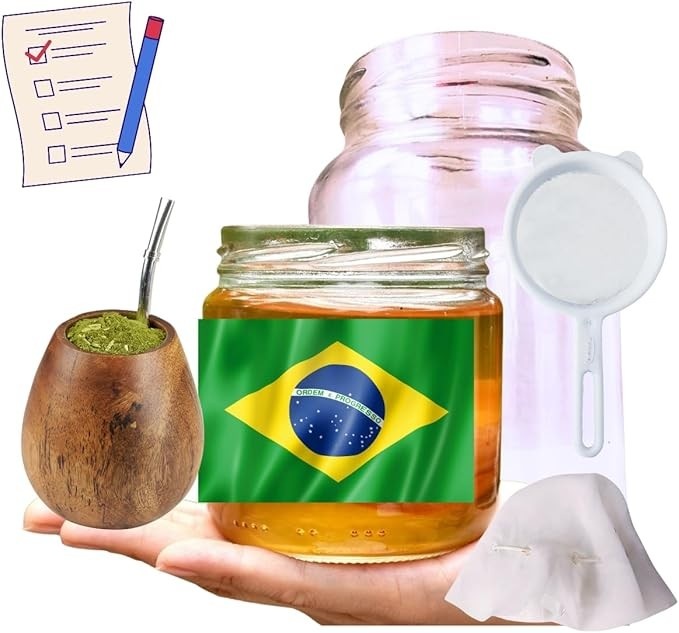 Kombucha Yerbucha Chimarrão Scoby Colônia + Tampa Voal + Frasco 500ml + Peneira