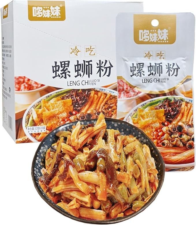 Snacks chineses macarrão de arroz frio de caracol, macarrão luosifen pronto para comer, macarrão picante perfumado sabor picante da China, lanches especiais chineses de baixa caloria, pacote pequeno
