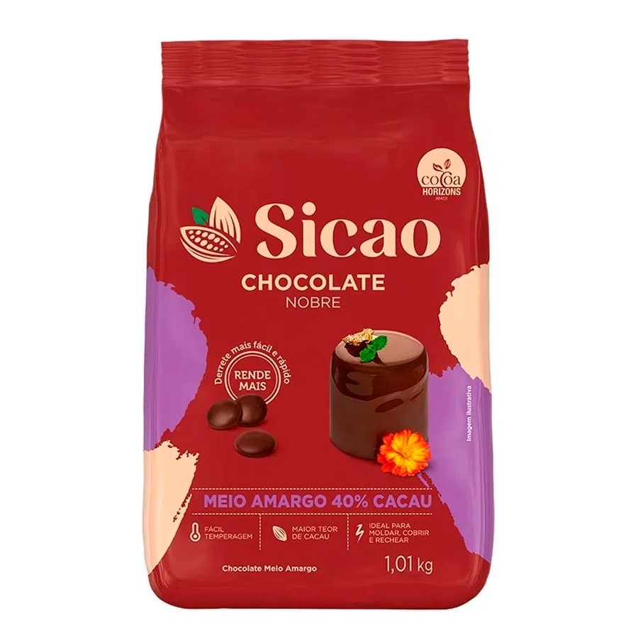 Chocolate Meio Amargo Gotas Sicao Rizzo - 1,01kg