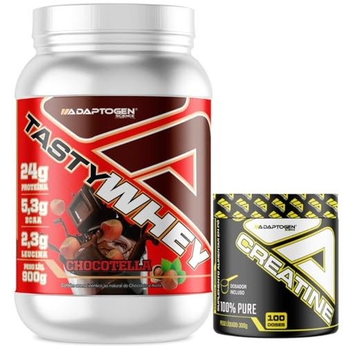 Tasty Whey 3W Sabor Chocotella 900g + Creatina 300g - Adaptogen Science