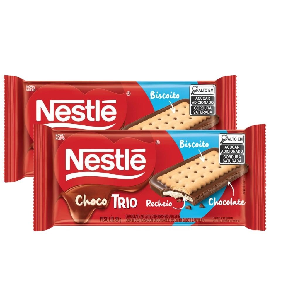 Chocotrio Nestlé Leite: Kit com 2 Barras 90g