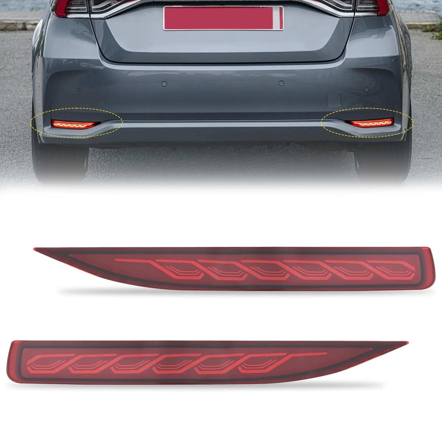 Luz Traseira de Para-choque Nilight p/ Toyota Corolla 2019-2025: LED Sequencial, Freio e Seta