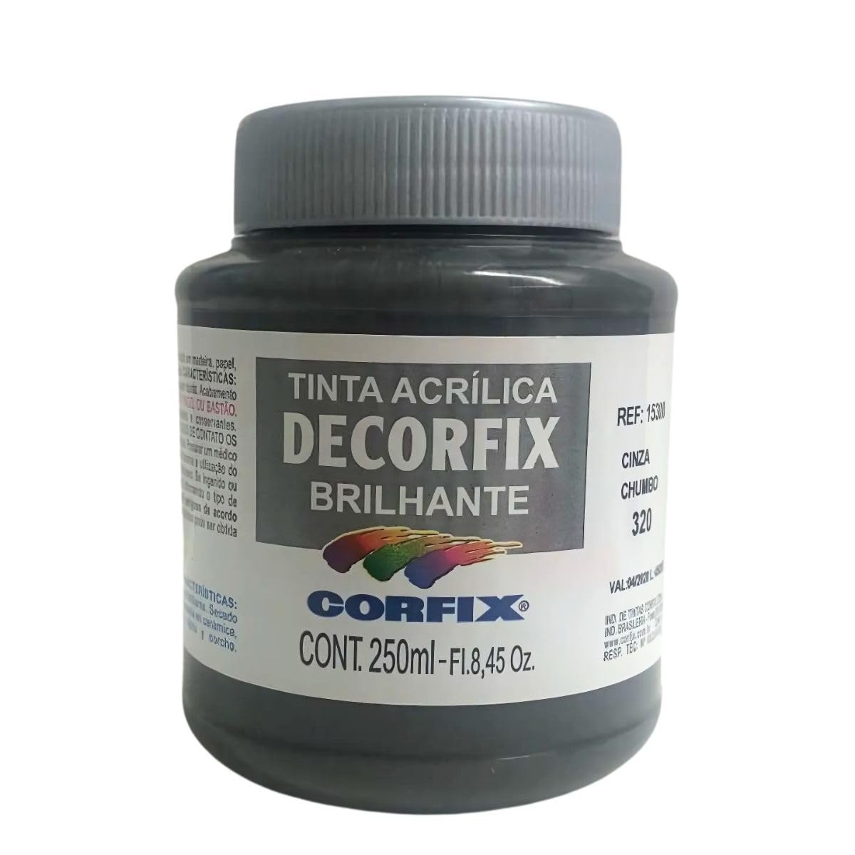 Tinta Acrílica Decorfix Branca 250ml - 320-Cinza Chu - Alta Cobertura e Durabilidade