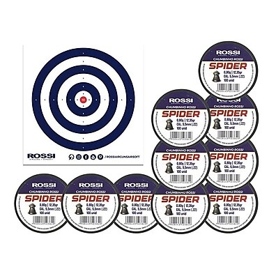 Chumbinho Rossi Spider 5,5mm: Kit com 10 Caixas + Alvos