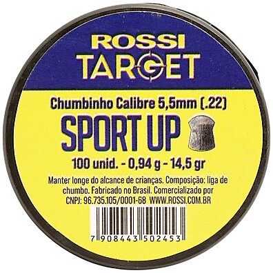 Chumbinho Rossi Target Sport Up 5.5mm – Precisão e Qualidade em 100 Unidades
