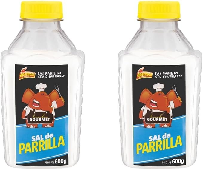 Sal de Parrilla Gourmet, 2 Potes de 600g, Tempero para Churrasco