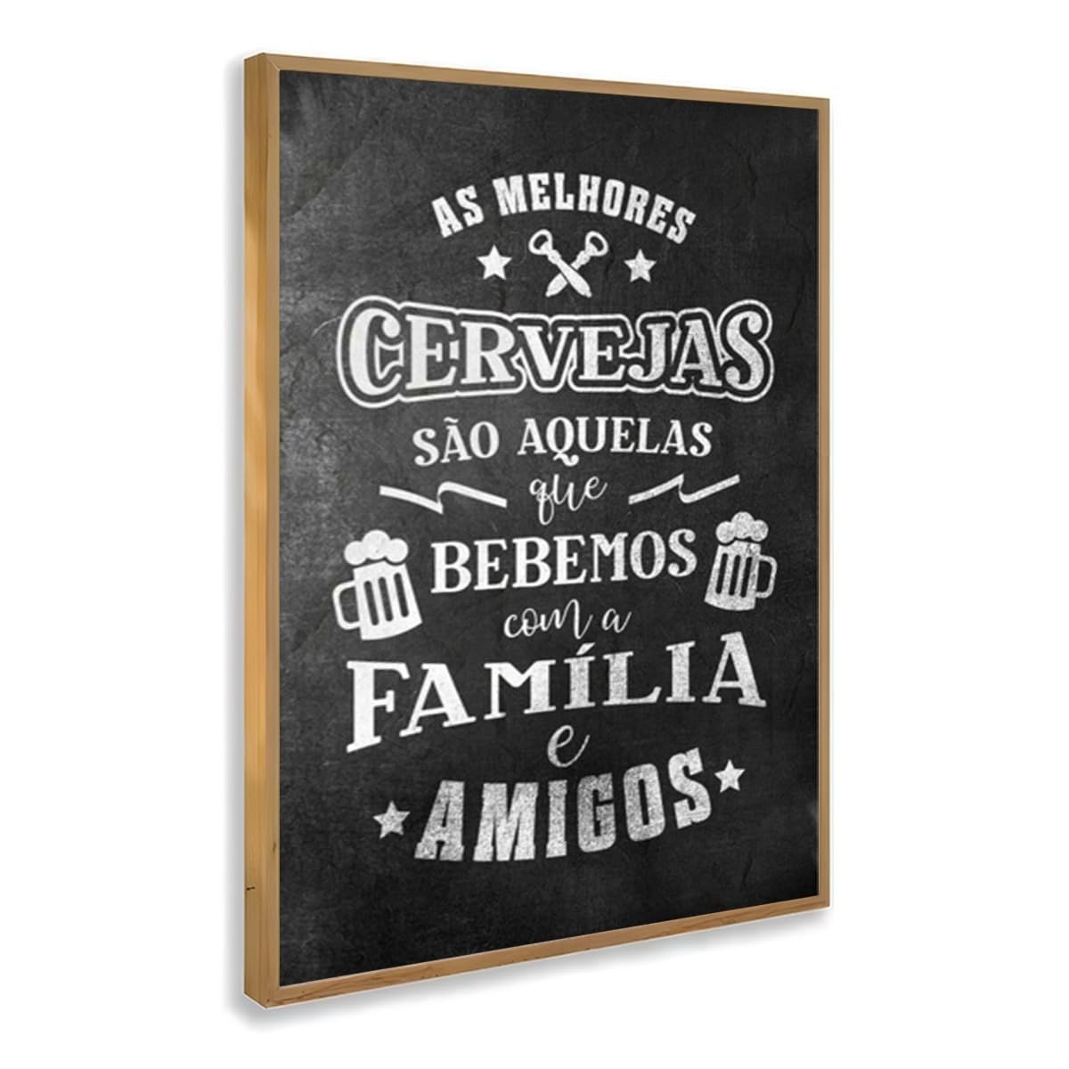 Quadro Decorativo Cerveja com Moldura - Frase Divertida para Churrasco e Ambientes Amigáveis