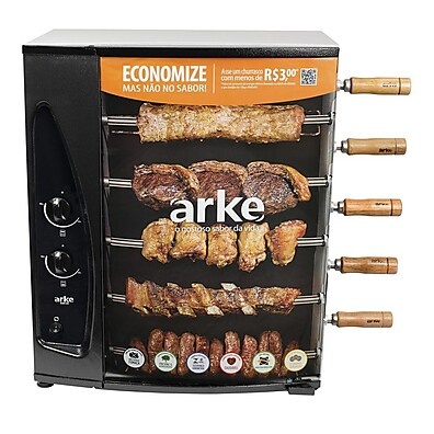 Churrasqueira a Gás Arke: 5 Espetos Giratórios
