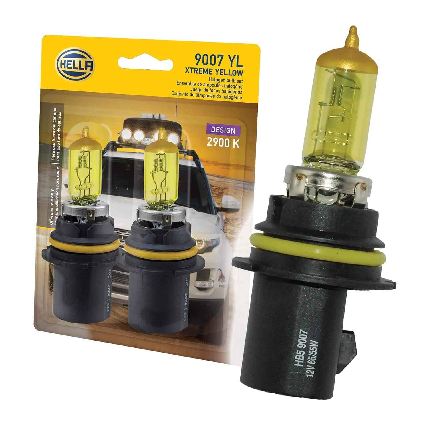 Lâmpada HELLA Xtreme 9007 YL Amarela - Visibilidade Superior em Chuva e Neblina